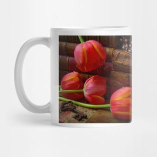 Tulips And Old Books With Crown Mug